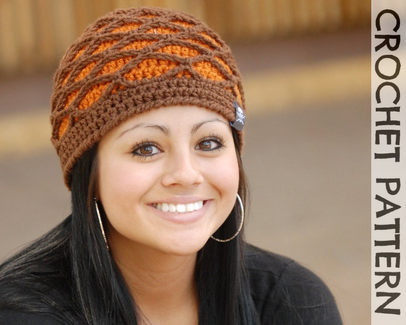 CROCHET HAT PATTERN Fishnet Beanie image 1