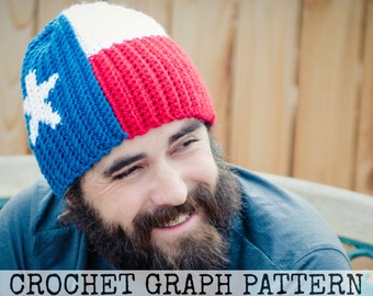 CROCHET GRAPH - Texas Flag Color Grid for Crochet or Knit Beanies