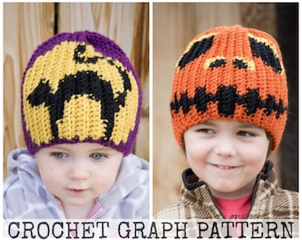 CROCHET GRAPH - Halloween 2 Pack Color Grid for Crochet or Knit Beanies