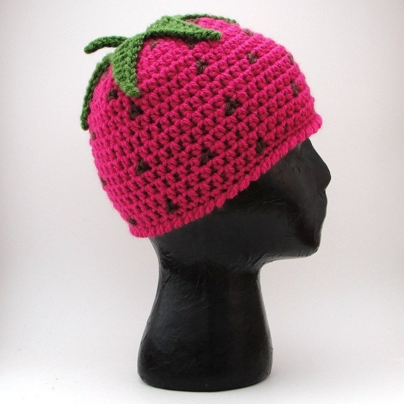 Kid's Strawberry CROCHET HAT PATTERN Permission to Sell Finished Items image 5
