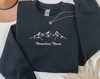 Minimalist Mountain Mama Pullover, Nature Lovers and Outdoor Mamas Graphic Hoodie in different styles and colors