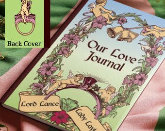 Lord and Lady Personalized Couples Love Journal | Victorian Cherubs hardcover notebook | Romantic floral cover