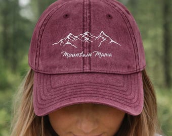 Distressed Mountain Embroidery Cap | Vintage Washed Baseball Hat