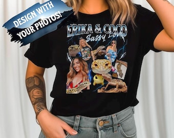 Personaliza tu propia camiseta bootleg, camiseta bootleg de rap retro personalizada, personaliza tus fotos, camiseta gráfica vintage de los 90, camiseta de rap graffiti de los noventa