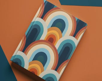 Retro Rainbow Pattern Hardcover Journal | Geometric Arch Notebook