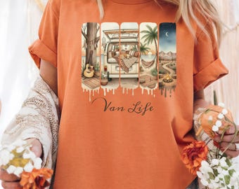 Van Life Comfort Colors Shirt, gemütliches Boho Camper Shirt, BOHO Digital Nomade Grafik T-Shirt, Abenteuer Camping T-Shirt, Road Trip Reise Geschenk