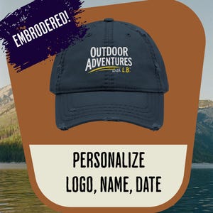 Embroidered Dad Hat, Personalized Custom Logo, Vintage Distressed Look Rugged Cap, Custom Embroidery Baseball Hat, Customized Dad Cap