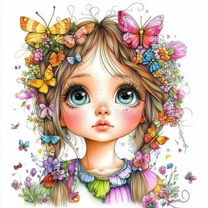 10 Whimsical Girl High Resolution Watercolor JPGs Junk Journaling, Scrapbooking, Card Making, Digital Download, Fantasy, Shabby Chic