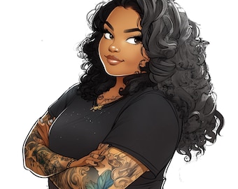 5 Tattoo Girls PNG, ADULT humor, Pretty Girl Png, Clipart Bundle