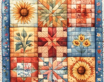 Imágenes prediseñadas de colcha: 10 archivos JPG de acuarela de alta resolución para diario basura, scrapbooking, creación de tarjetas, descarga digital, estilo shabby chic