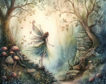 Flower Fairy Watercolor Clipart, Junk Journaling, Scrapbooking (Digital Download)