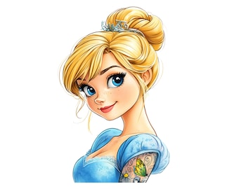Tattooed Princess PNG Image Transparent Background Clipart Bundle Set