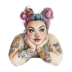 5 Tattoo Girls PNG, ADULT humor, Pretty Girl Png, Clipart Bundle