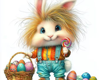 Whimsical Easter Bunnies JPGs, Junk Journal, Scrapbooking (Digital Download)