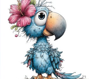 22 Tropical Birds Illustrations  JPGs, Scrapbooking and Card Making (Digital Download)