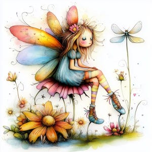 Flower Fairy ClipArt 10 High Resolution Watercolor JPGs Junk Journaling, Scrapbooking, Card Making, Digital Download, Fantasy, Whimsical