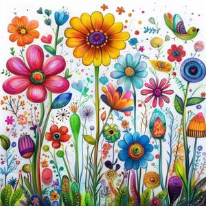 Fiori Colorati Clip Art Bundle 10 JPG ad Alta Risoluzione Acquerello Junk Journaling, Scrapbooking, Creazione di Biglietti, Download Digitale, Stravagante