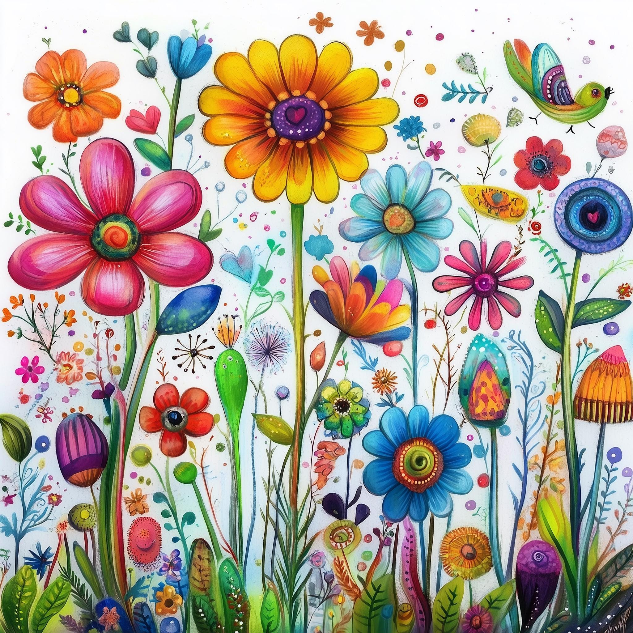 Kwiaty Kolorowe Clip Art Bundle 10 Wysokiej Rozdzielczości Akwarele JPG Dziennik śmieciowy, Scrapbooking, Tworzenie kartek, Pobieranie cyfrowe, Fantazyjne