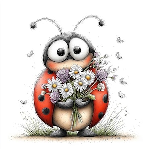 21 Spring Ladybugs JPGs, Junk Journal, Scrapbooking (Digital Download)