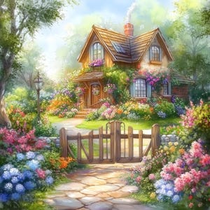 10 11.5x11.5 Cottage Garden High Resolution JPGs for Junk Journaling, Scrapbooking, Card Making, Digital Downloads, Cottagecore clipart