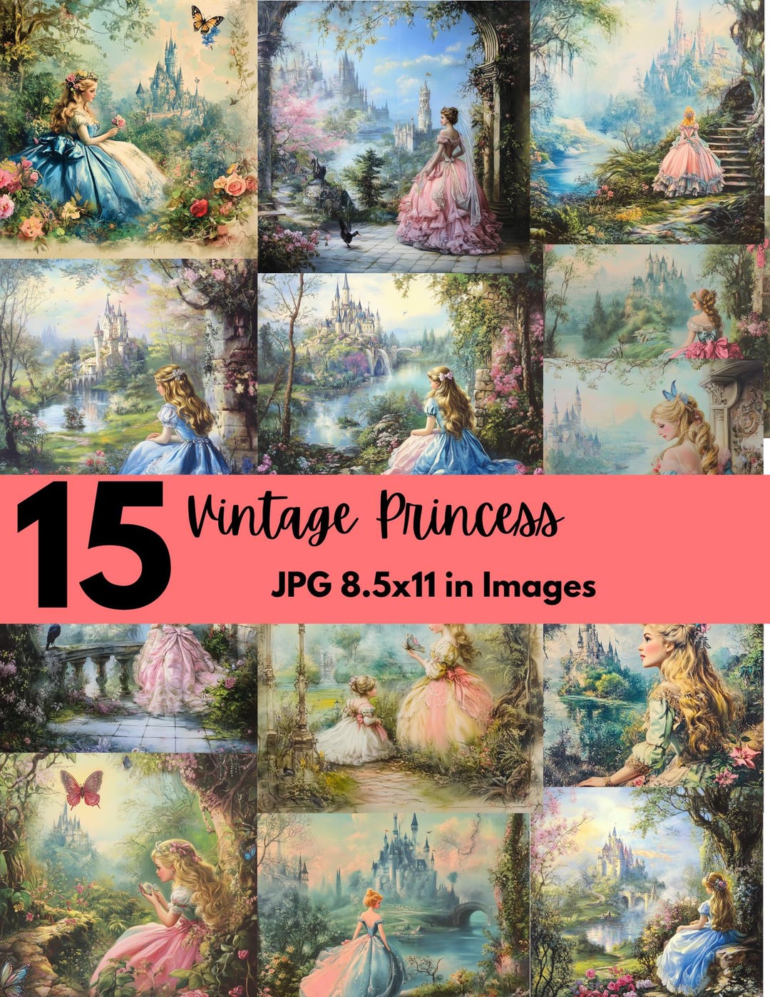 Vintage Princess 8.5x11 in Images Paper Pack Junk Journal Bundle JPG - Etsy