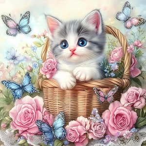 Shabby Kittens 10 High Resolution Watercolor JPGs Junk Journaling, Scrapbooking, Card Making, Digital Download Flowers, Wall Art