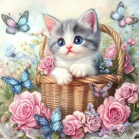 Shabby Kittens 10 High Resolution Watercolor Jpgs Junk Journaling