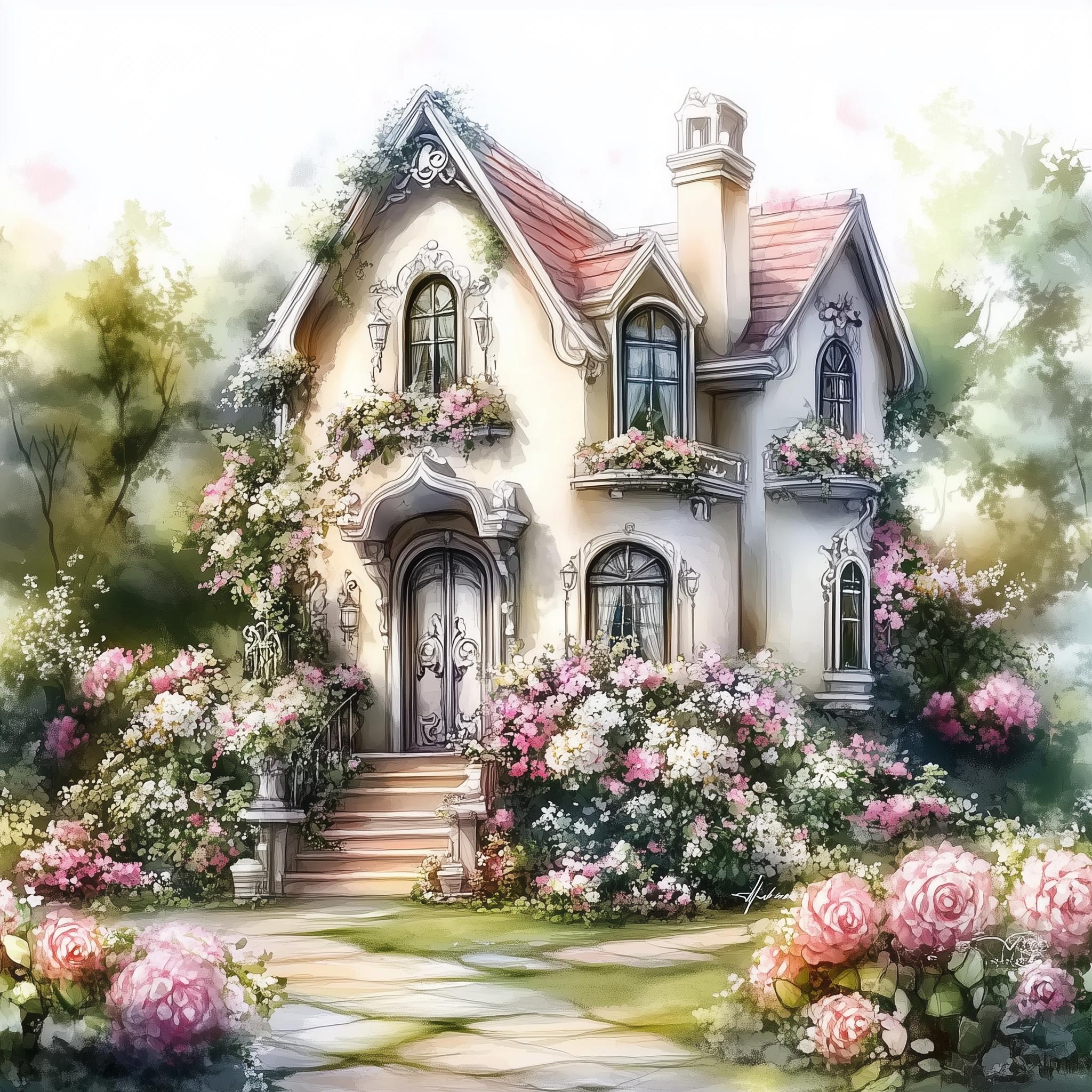 Cottage House Jpgs, Shabby Chic Images for Junk Journals (digital ...