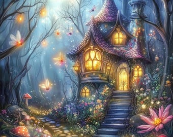 Casas de hadas en formato JPG de alta resolución para diarios basura, scrapbooking, creación de tarjetas, descargas digitales y fantasía.