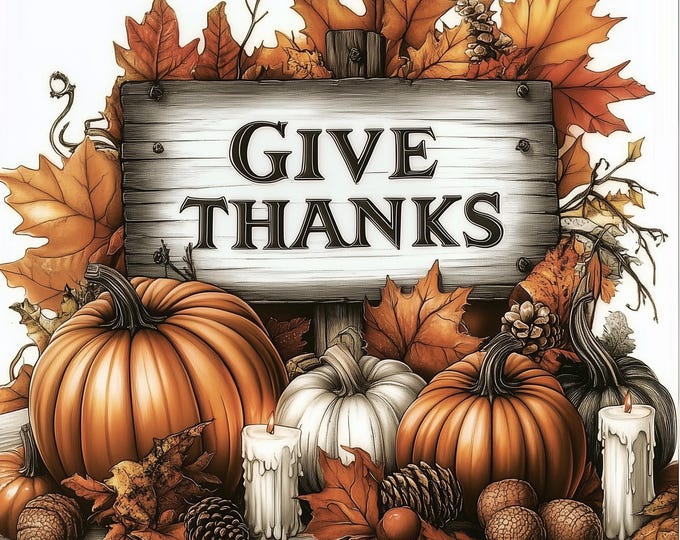 Give Thanks Fall Images, Thanksgiving Scrapbook Art (digital Download ...