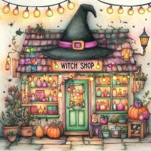 Whimsical Witch Shop High Resolution JPGs for Junk Journaling, Scrapbooking, Card Making, Digital Downloads, Fantasy, Halloween