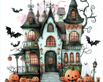 Whimsical Haunted House High Resolution JPGs for Junk Journaling, Scrapbooking, Card Making, Digital Downloads, Fantasy, Halloween