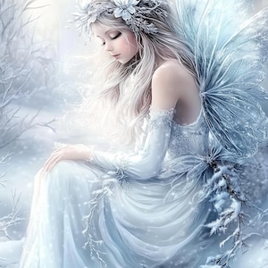 Winter Fairy ClipArt 10 High Resolution Watercolor JPGs Junk Journaling, Scrapbooking, Card Making, Digital Download, Fantasy, Whimsical