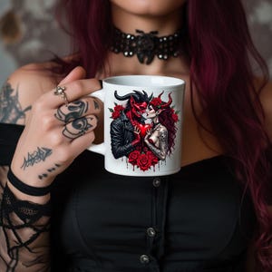 Gothic 11oz Ceramic Coffee Mug, Glossy Finish, Vivid Colors, Dishwasher and Microwave Safe – Perfect Gift for Goth & Alt Style Lovers, Cute
