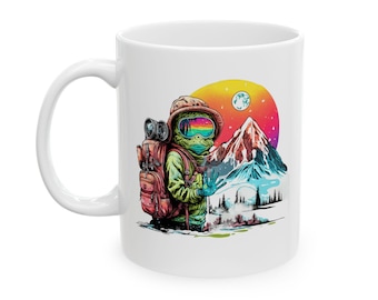 Alien Mountain Ceramic Mug, Funny Space Coffee Cup, UFO Lover, Extraterrestrial Tea Mug, Sci-Fi Kitchen Decor, Area 51 Gift, Alien