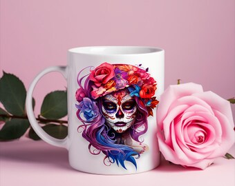 Taza de café de cerámica gótica de 11 oz, acabado brillante, colores vivos, apta para lavavajillas y microondas: regalo perfecto para amantes del estilo gótico y alternativo, linda