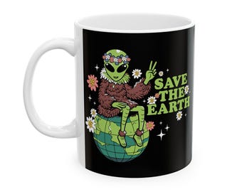 Alien "Save The..." Ceramic Mug, Funny Space Coffee Cup, UFO Lover, Extraterrestrial Tea Mug, Sci-Fi Kitchen Decor, Area 51 Gift, Alien