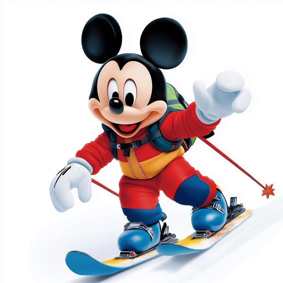 ミッキーマウスがスキーをしている画像 - Etsy 日本