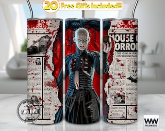 Horror Movies 20 Oz Skinny Tumbler Sublimation Design,  Halloween Tumbler Straight And Tapered Wrap Png,Instant Digital Download PNG