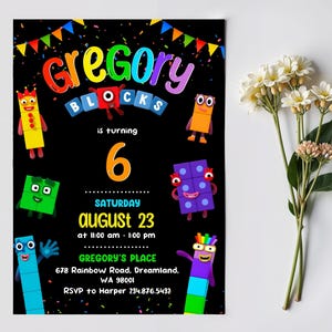 Numberblocks Birthday Invitation, Editable Printable Invitation, Numberblocks Birthday Party Invite, learn numbers first second party