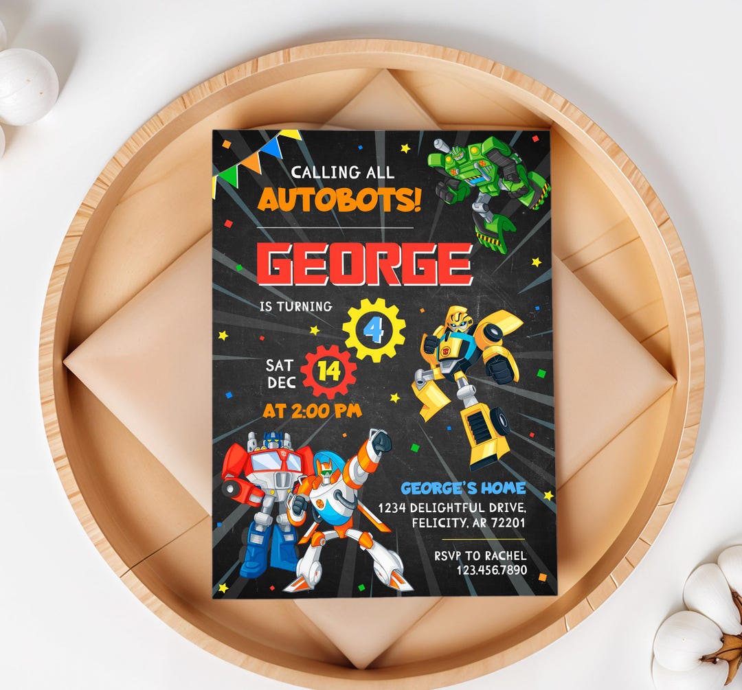 Printable Birthday Invitation, Autobots Boy Birthday Invite, Editable ...