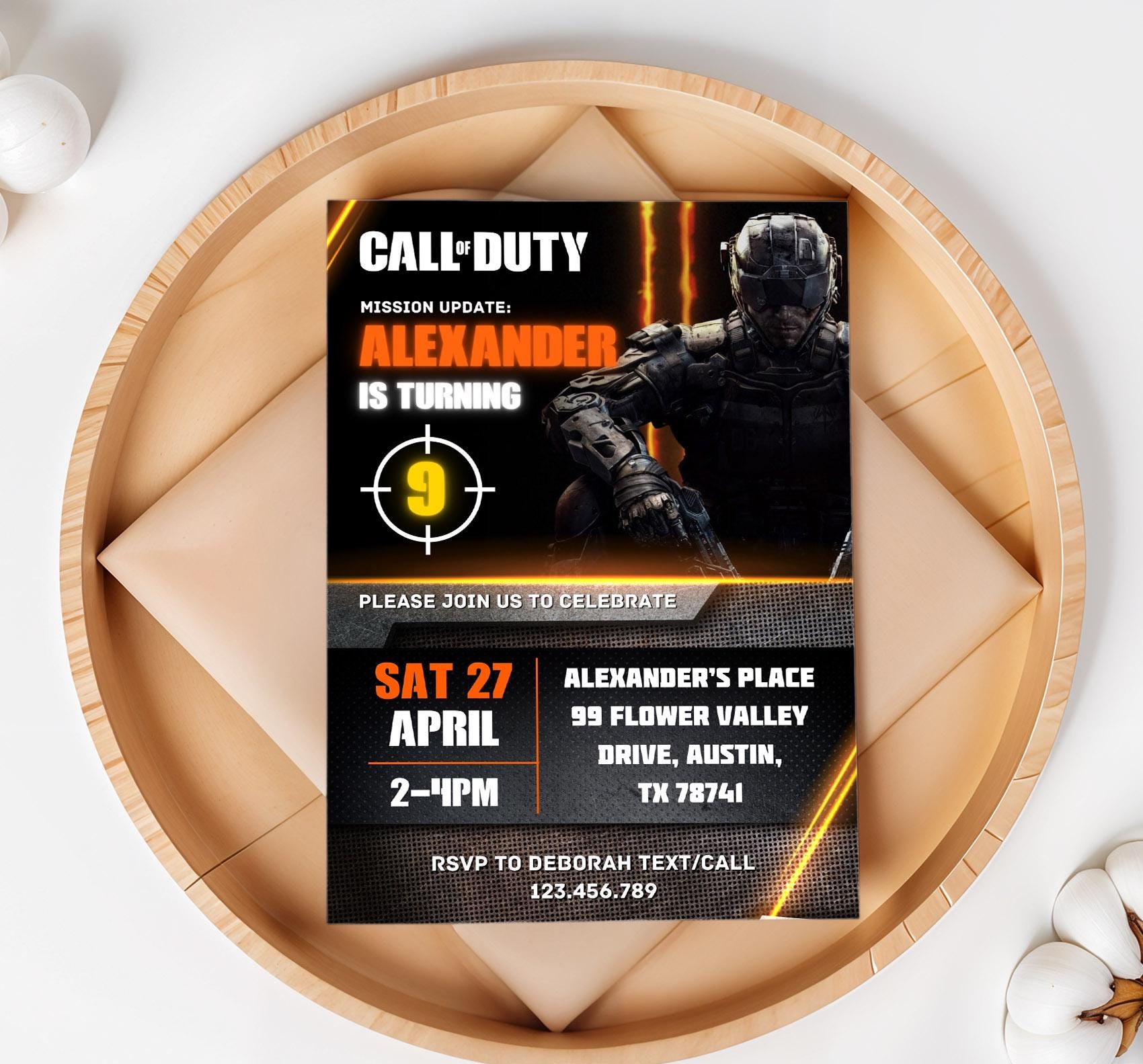 Call duty invitación - Etsy México, image size:1700x1583