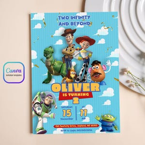 Invito Toy Story Woody, due infiniti oltre Invito modificabile, Invito di compleanno stampabile Toy Story, invito di compleanno per ragazzo e ragazza