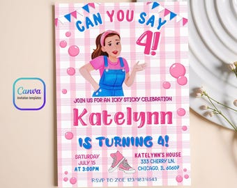 Printable Ms Rachel Birthday invitation, editable First Words invite, Let's Say Party, First Words invite template, 2nd second 3rd third