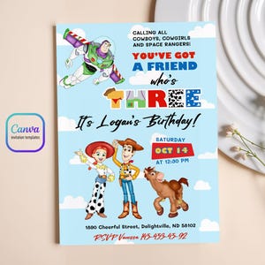 Toy story woody invitation, two infinity beyond Editable invitation, Printable birthday Toy story invitation, boy girl birthday invite
