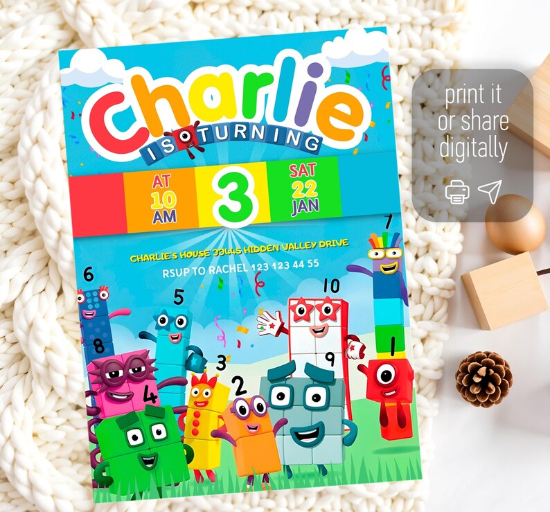 Numberblocks Birthday Invitation, Editable Printable Invitation ...