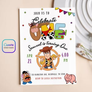 Invito Toy Story Woody, due infiniti oltre Invito modificabile, Invito di compleanno stampabile Toy Story, invito di compleanno per ragazzo e ragazza
