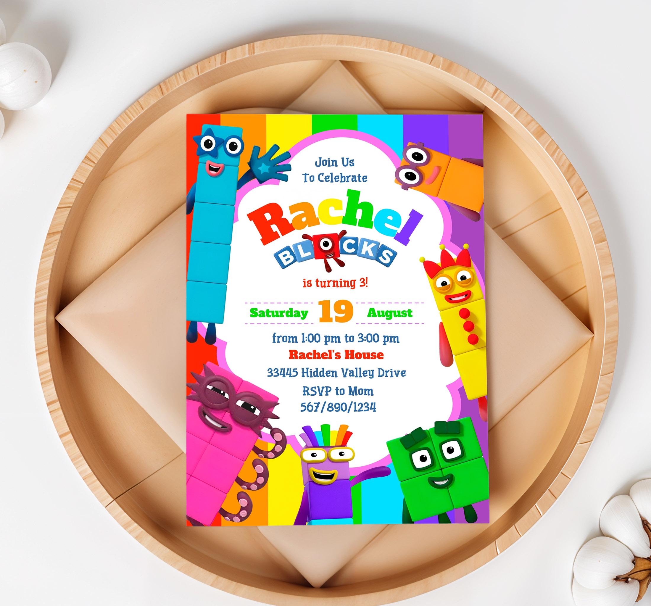 Numberblocks Birthday Invitation, Editable Printable Invitation ...