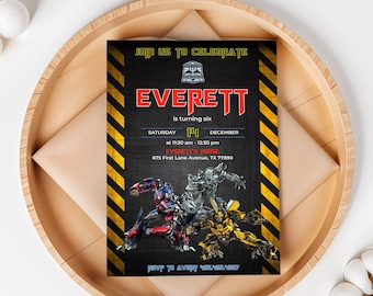 Printable Birthday Invitation, autobots boy birthday invite, editable rescue bots invitation, Instant Download | transformers birthday party