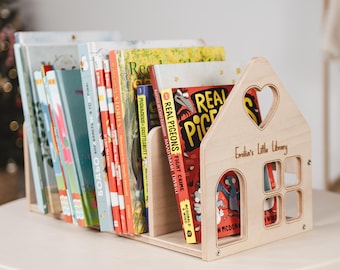 Wooden Toddler Bookcase, Cute Storage For Books, Kids Book Organizer, Small Bookshelf, Portable Wooden Bookcase, Personalized Bookcase